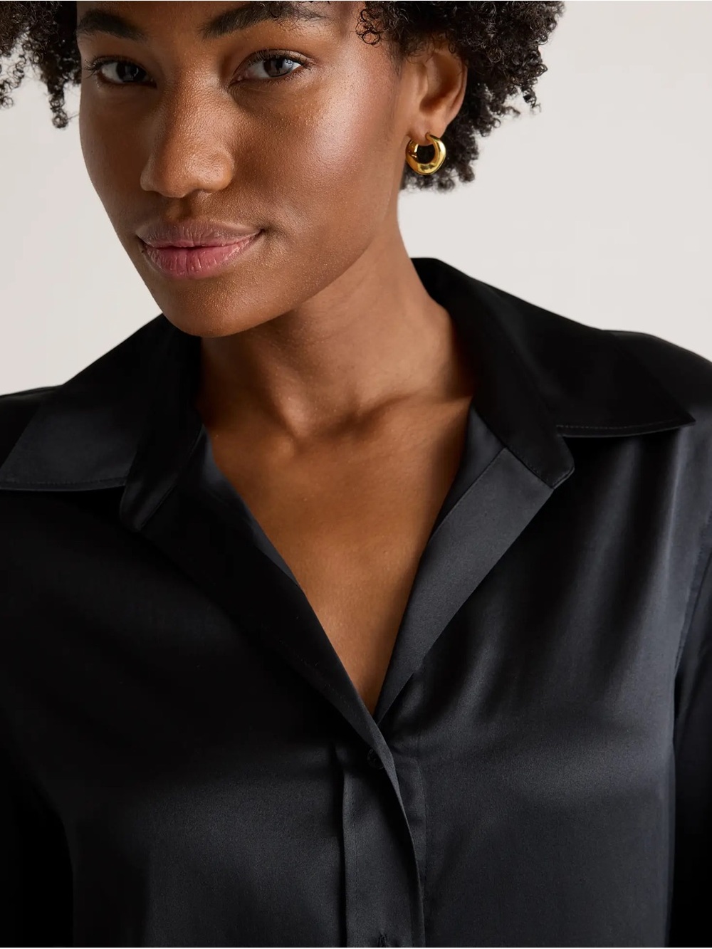 Quince Washable Silk Three-Quarter Sleeve Shirt - M - Picture 4 of 6